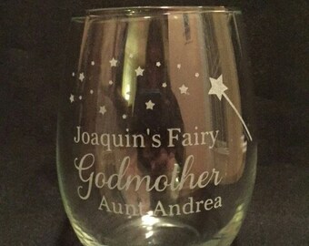 Personalized Fairy Godmother Wine Glass
