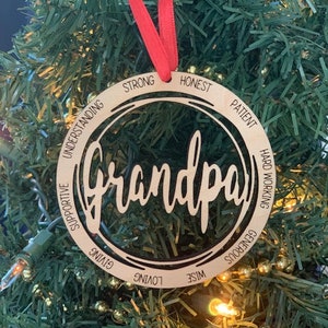 Grandpa Wood Ornament, Laser Engraved Grandpa Ornament, Grandpa Ornament, Gift for Grandpa, Grandpa Christmas Ornament