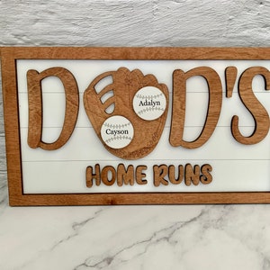 Dads Homerun Sign, Dad baseball sign, Dad personalized sign, gift for dad, Father’s Day gift, personalized gift for dad, baseball gift
