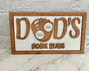 Dads Homerun Sign, Dad baseball sign, Dad personalized sign, gift for dad, Father’s Day gift, personalized gift for dad, baseball gift