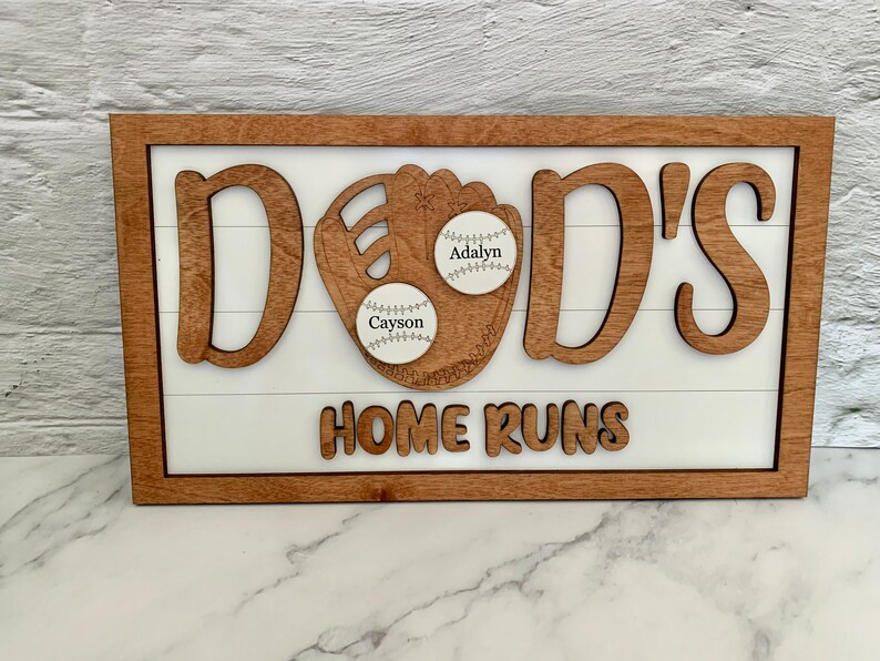 Dads Homerun Sign, Dad Baseball Sign, Dad Personalized Sign, Gift for ...