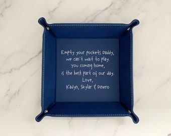 Engraved Valet Tray, Catch all tray for men, Leatherette tray, gift for dad, Father’s Day gift from kids, personalized catch all tray