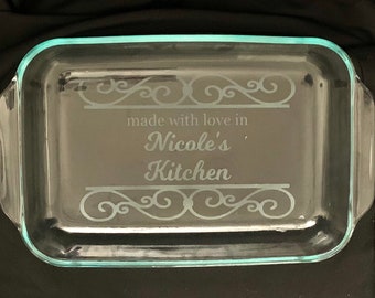 Personalized Pyrex Casserole Dish | Custom Baking Dish | Glass Casserole Gift for Cooks, Bakers, Mother's Day Gift