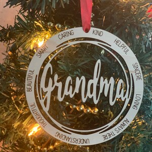 Grandma Christmas Tree Wood Ornament, Laser Engraved Grandma Ornament, Grandma Ornament, Gift for Grandma