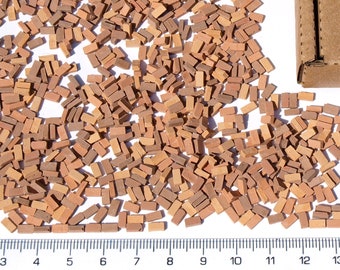 1200+ Miniature Brown Clay Bricks: O Scale Dollhouse Diorama Building Kit