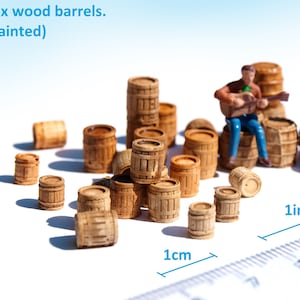36 Miniatur Fässer aus Holz, bemalt. 1:87 HOTT N Modelleisenbahn RPG Diorama Landschaft