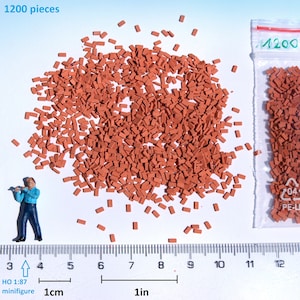 1200+ Extremely Tiny Real Miniature Bricks HO OO scale 1:87 for dolls house modeling, and diorama scenery building 1/72 1/87 to N