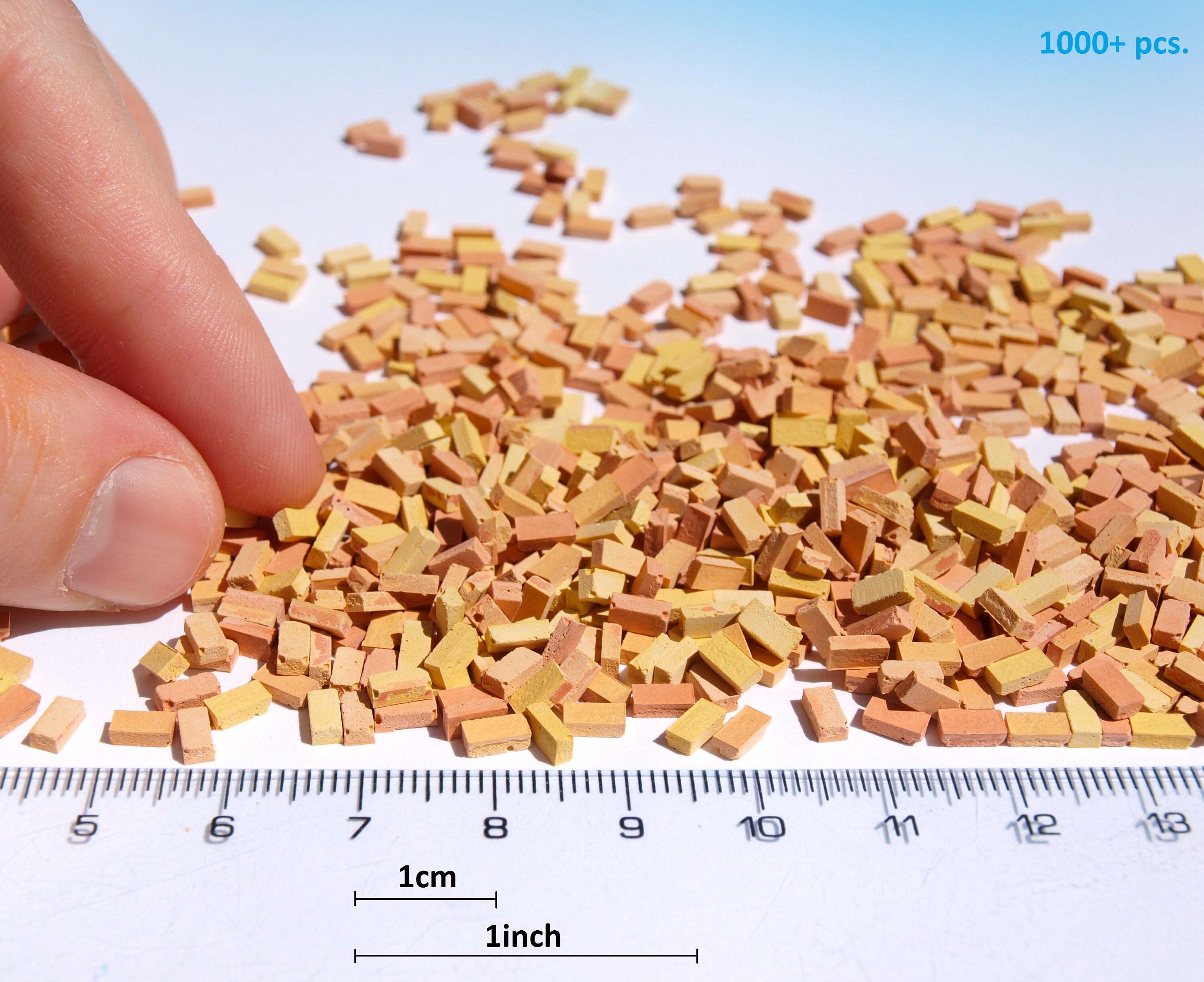 1000 Miniature Old Yellow Clay Bricks O Scale 148 Mediterran Etsy