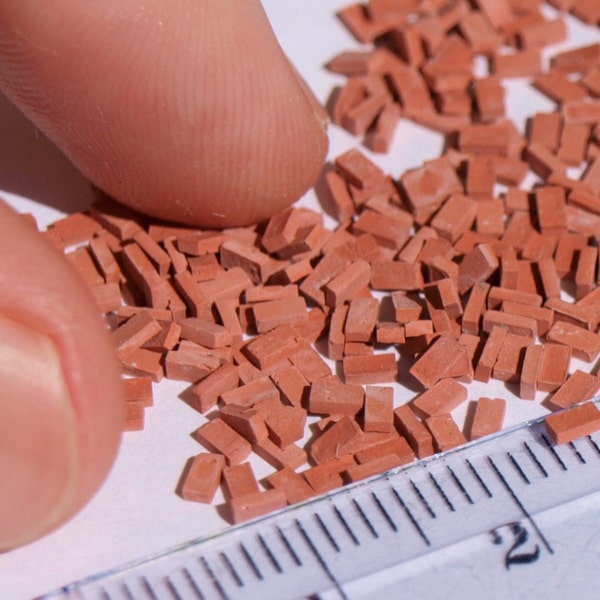 100+ Extremely Tiny Real Miniature Bricks , HO OO scale 1:87 , for dolls house modeling, and diorama scenery building 1/72 to 1/87 N