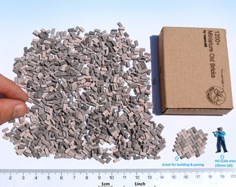 1200+ Miniature Gray Bricks O scale 1:48 cobblestone Mix of 3 colours, for dolls house modeling diorama scenery building 1/43 to 1/87 OO HO