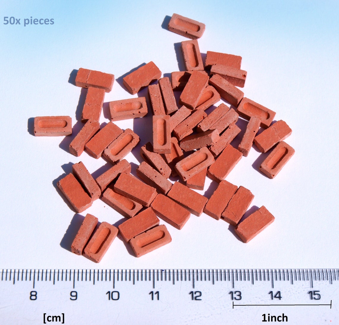 124 Miniature Bricks 50pc Red G Scale Model Dollhouse Diorama Etsy