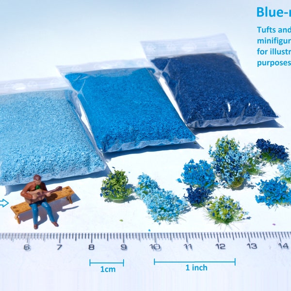 Ensemble de feuilles de pétales de fleurs miniatures bleu mélange HO O modèle réduit de chemin de fer et de maison de poupée diorama