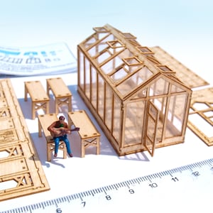 Miniature Greenhouse KIT, HO Scale 1:87 20mm Laser Cut Model Railway ...