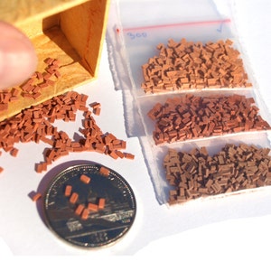 900+ Tiny HO / N gauge Real Miniature bricks, 3 colours for model railway wargame scenery flock