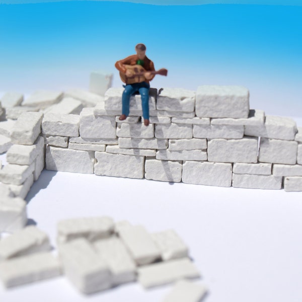 Plus de 100 blocs de pierre blanche miniatures, modèle de diorama à l'échelle O HO, agencement de maison de poupée wargame à l'échelle 1:43