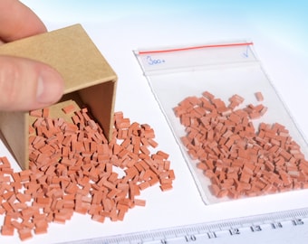 300+ Real Miniature Red Bricks , O scale 1:48 , for dolls house modeling, and diorama scenery building 1/43 to 1/87 OO HO
