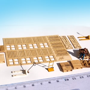Kit sollevatore pallet in legno in miniatura tagliato al laser modello diorama ferroviario in scala 1:87 HO OO