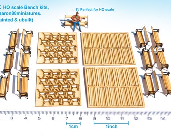 20x Miniature Station Park Bench KIT, HO Maßstab 1:87 20mm Laser geschnitten Modelleisenbahnlandschaft. Ideal für Dioramen im Puppenhaus oder Wargame Bereich.