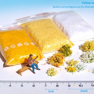 Petali di fiori in miniatura, set di fogliame, mix giallo, base in scala HO O, modello di ferrovia e diorama per casa delle bambole