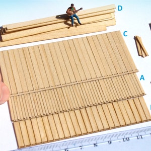 Oltre 100 assi di legno in miniatura tagliate al laser, kit per modellismo in scala HO O per case delle bambole, scenari per diorami di wargame.