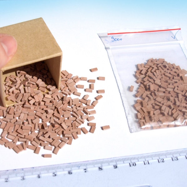 300+ Brown Miniature Bricks , O scale 1:48 , for dolls house modeling, and diorama scenery building