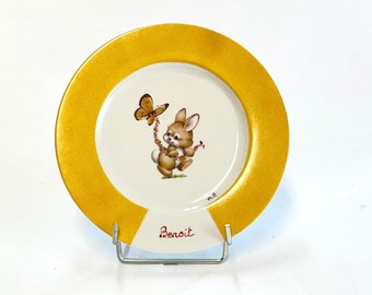 Assiette enfant en porcelaine peinte à la main personnalisée