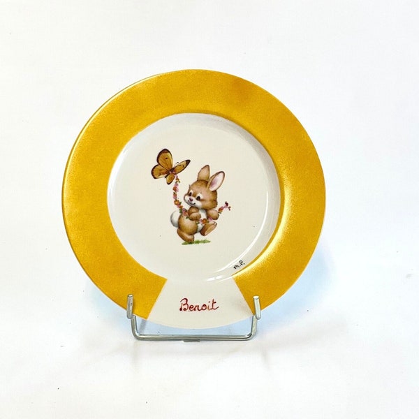 Assiette enfant en porcelaine peinte à la main personnalisée