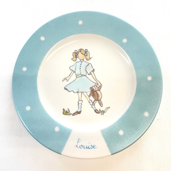 Assiette enfant en porcelaine peinte à la main personnalisée