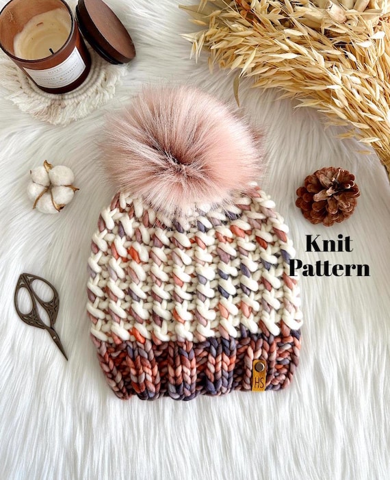 Reeses Beanie Knitting Pattern: Textured, Bulky & Super Bulky Yarn (Digital Download)