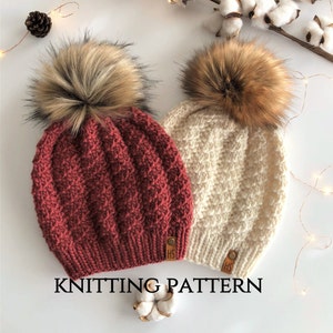 Cedar Breaks Beanie Knit Pattern: Heavy Worsted Aran Adult Hat (Instant Download)