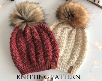 Cedar Breaks Beanie Knit Pattern: Heavy Worsted Aran Adult Hat (Instant Download)