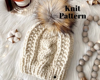 Sublime Cable Knit Beanie Pattern: Super Bulky, Adult Size (PDF Download)