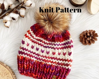 Cozy Cabin Beanie Knitting Pattern: Super Bulky Yarn, Adult Size (PDF Pattern)