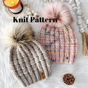 THE WINTERLAND BEANIE-Knitting Pattern/Instructions for 4 Yarn Weights/Aran-Super Bulky/Beginner Beanie Pattern/Instant Download/Adult Size
