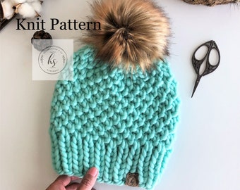 Madison Beanie Knitting Pattern: Chunky Knit, Easy Adult Hat (Instant Download)