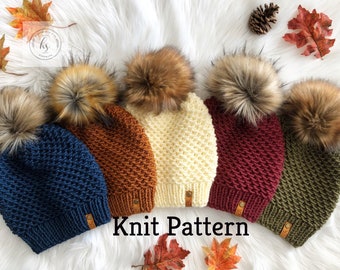 Uinta Beanie Knit Pattern: Bulky Adult Pom Pom Hat (Instant Download)