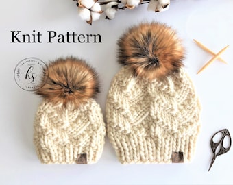 Gibbon Beanie Knitting Pattern: Chunky Knit, Adult & Baby Sizes (Digital Download)