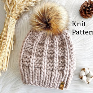 The SEASONS CHANGE BEANIE-Knitting Pattern/Instructions for 2 Yarn Weights/Super Bulky & Aran/Beginner Pattern/Instant Download/Adult Size