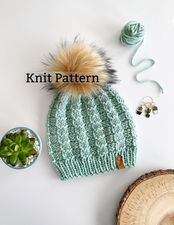 THE WAIMEA Beanie-knit Pattern/bulky Chunky Size 5 Yarn Knitting  Pattern/beanie Pattern/instant Download/hand Knitted Pattern/adult Size 