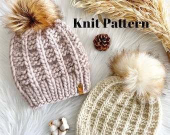 Seasons Change Knit Beanie Pattern: Textured, Super Bulky & Aran, Adult Size (Digital Download)