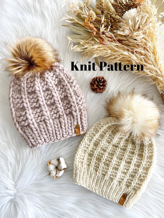 Seasons Change Knit Beanie Pattern: Textured, Super Bulky & Aran, Adult Size (Digital Download)