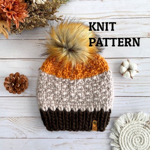 Patrón de tejido de gorro supergrueso: Gorro texturizado fácil (descarga digital) para adultos y bebés