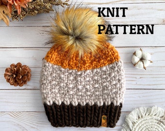 Super Bulky Beanie Knitting Pattern: Easy Textured Hat (Digital Download) Adult and Baby