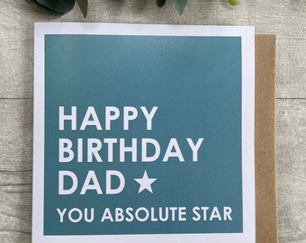 Dad Birthday Card - Male Birthday - Card For Dad - Male Relation - Modern - Contemporary