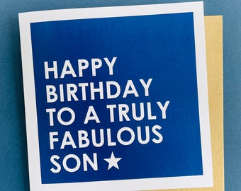 Son Birthday Card - Birthday Card For Son - Male Birthday - Card For Son - Son Birthday - Family - Modern - Contemporary