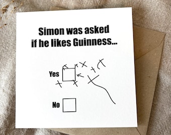 Any Name, Personalised Guinness Card: Funny, Comical Card