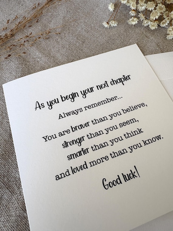 New Chapter Good Luck Card for Uni, Leaving, New School, New Job, New Adventures, Emigrating.