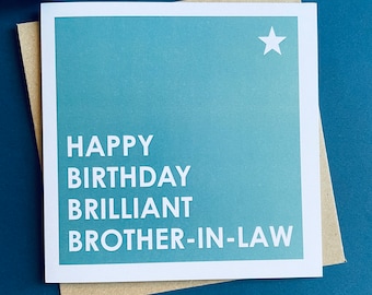 Brother-In-Law Birthday Card: Modern Square Design
