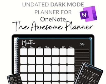 Digital Planner - Undated Dark Mode OneNote Awesome Landscape Planner - For Microsoft OneNote, Windows, Android, iOS