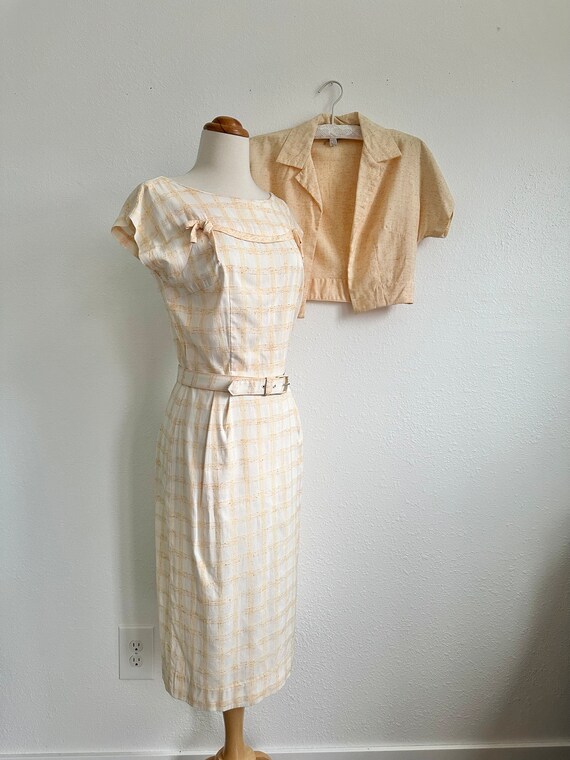 1960’s Yellow Wiggle dress set Dress Bolero and Belt … Gem